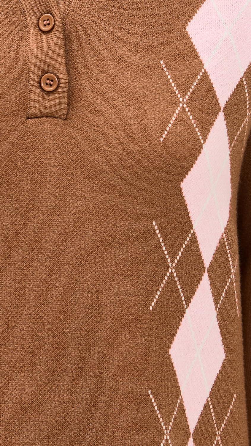 imageEnglish Factory Womens Argyle Polo Knit DressTankPink