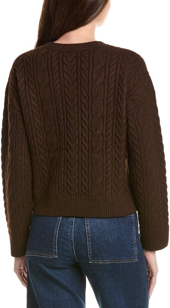 imageEnglish Factory Womens Crewneck Cable WoolBlend Sweater L Brown