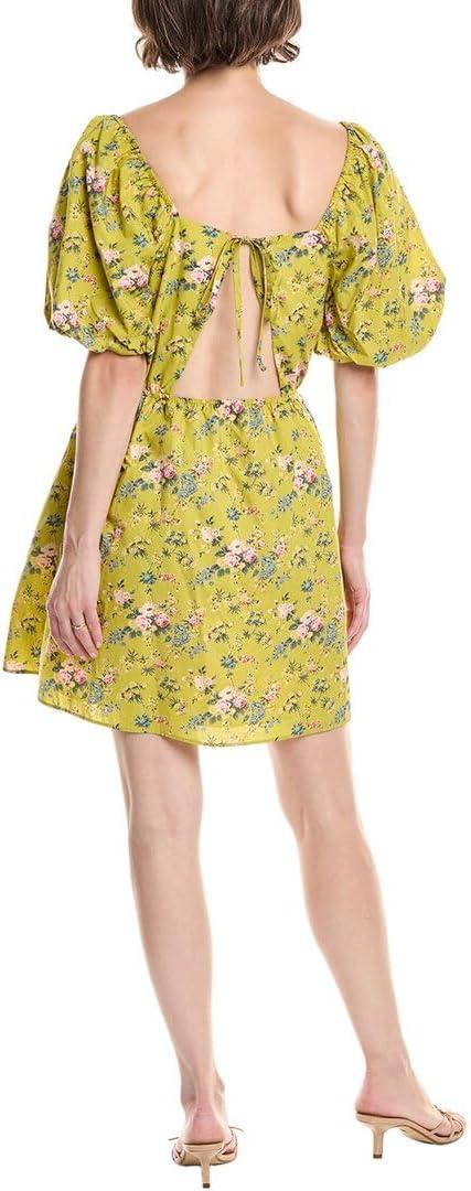 imageEnglish Factory Womens Floral Back Cutout Mini Dress Celery S