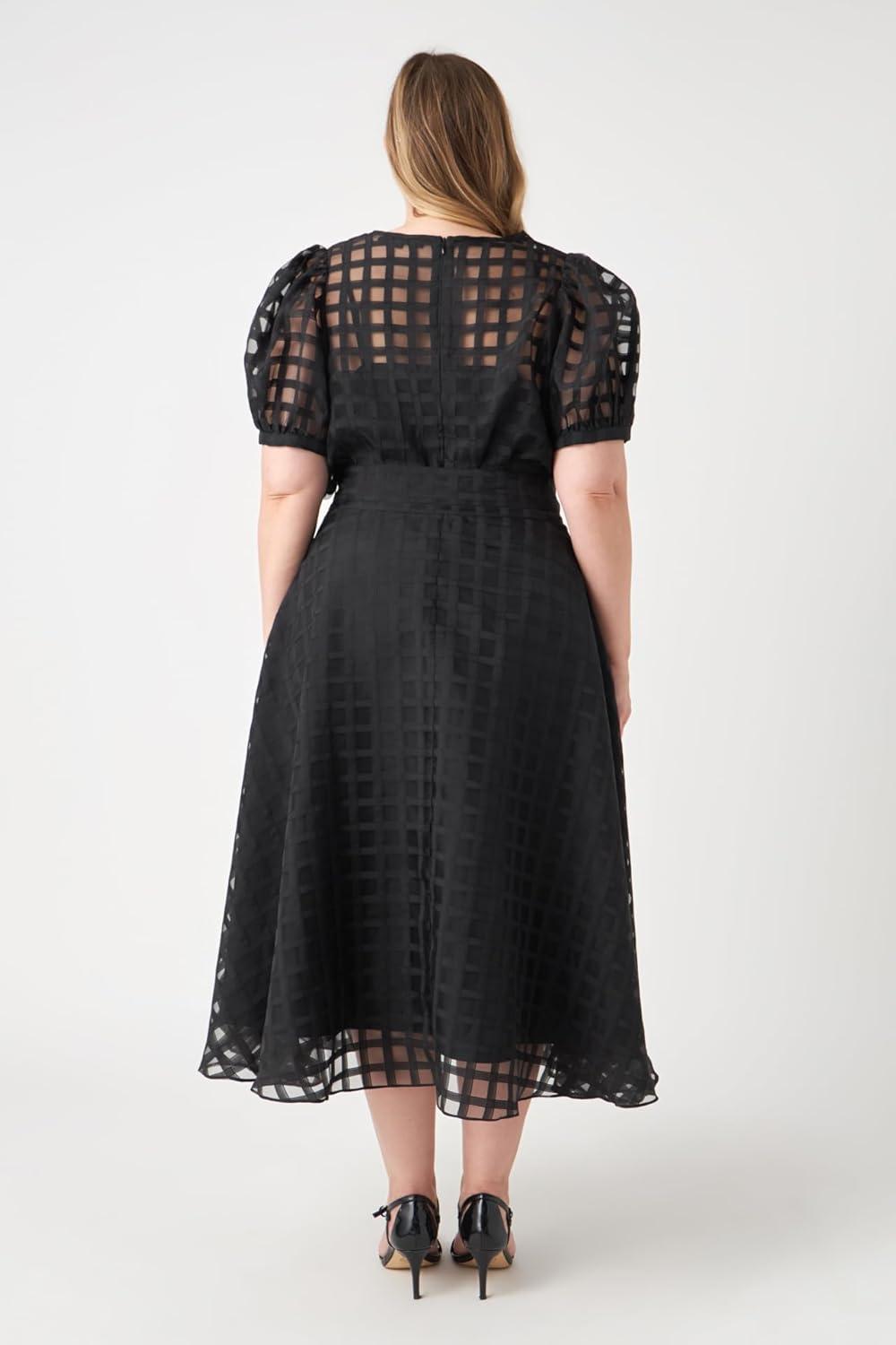 imageEnglish Factory Womens Plaid See Through Top Black 1X