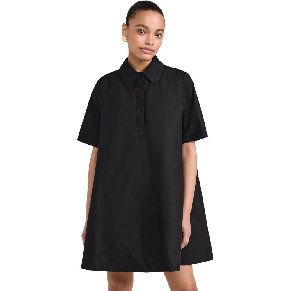 imageEnglish Factory ALine Short Sleeve Shirt DressBlack