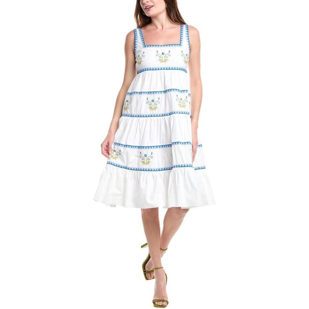 imageEnglish Factory Embroidered Tiered ALine DressWhite