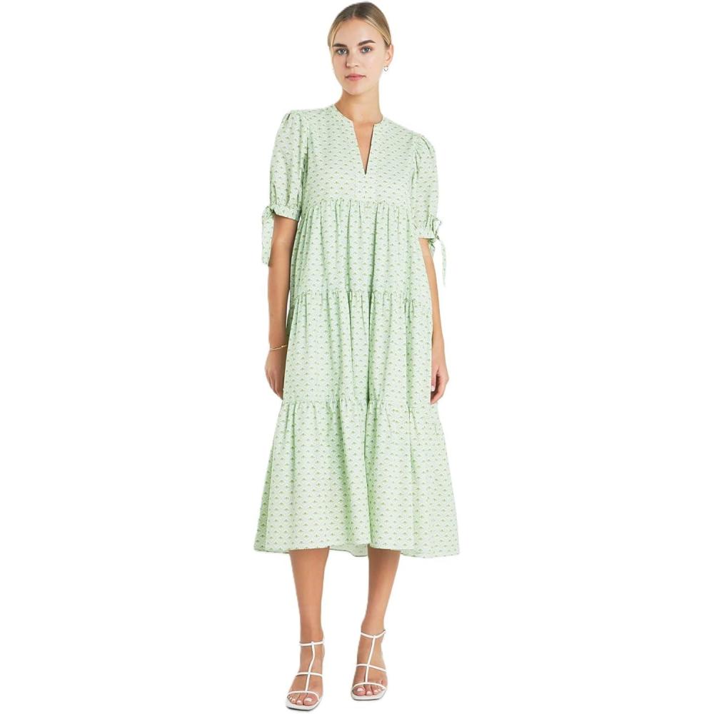 imageEnglish Factory Tiered Midi DressChartreuse