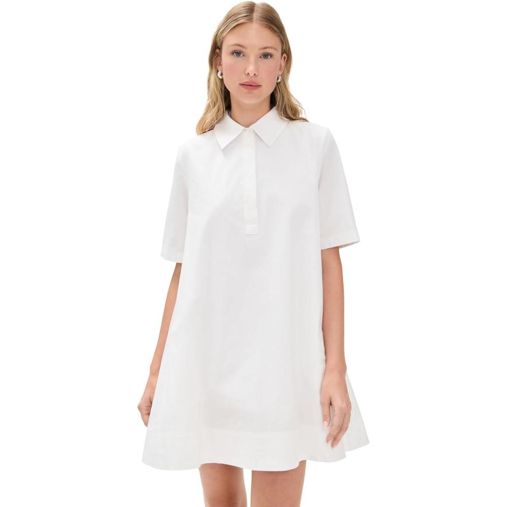 imageEnglish Factory Womens Aline Short Sleeve Shirt DressWhite