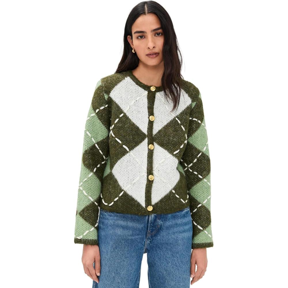 imageEnglish Factory Womens Argyle CardiganGreen