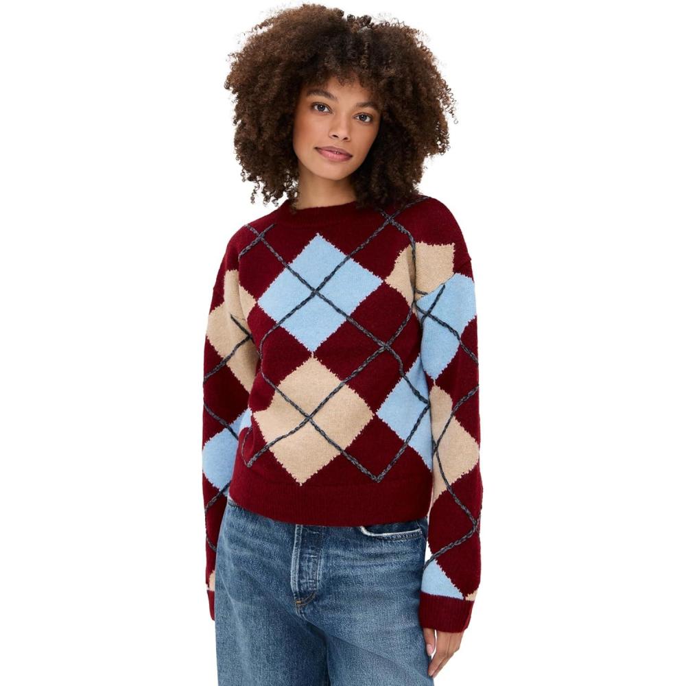 imageEnglish Factory Womens Argyle SweaterBurgundy Multi