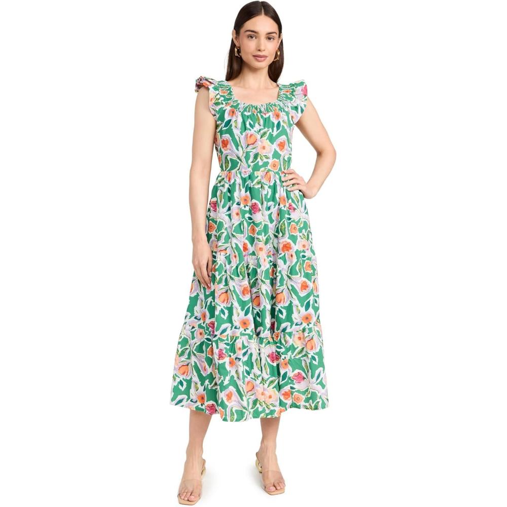 imageEnglish Factory Womens Back Bow Floral Midi DressMulti