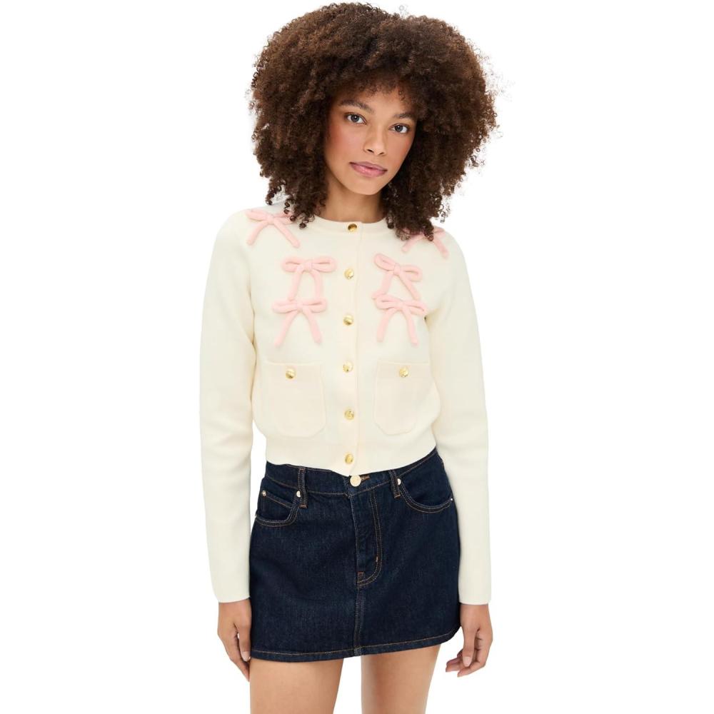 imageEnglish Factory Womens Bow CardiganCreamPink