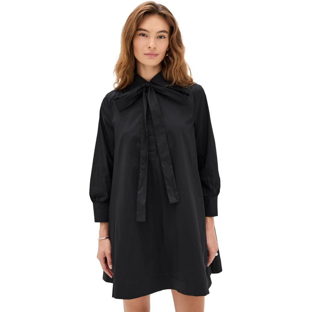 imageEnglish Factory Womens Bow Shirt DressBlack
