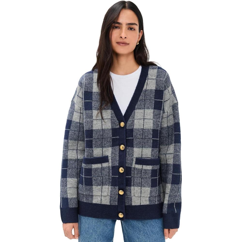 imageEnglish Factory Womens Check CardiganNavyGrey