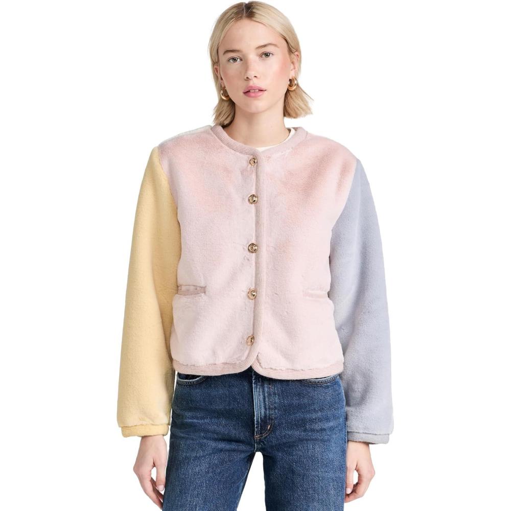 imageEnglish Factory Womens Colorblock Faux Fur Jacket