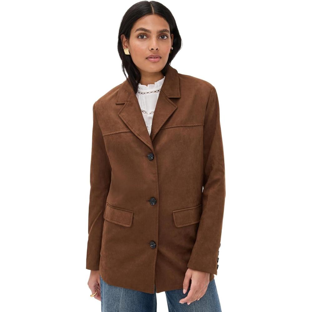 imageEnglish Factory Womens Faux Suede JacketBrown