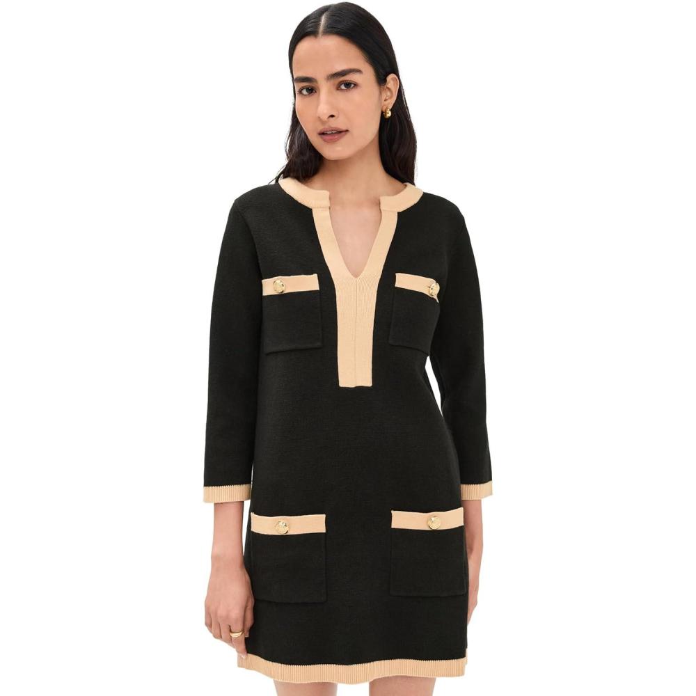 imageEnglish Factory Womens Mini Knit DressBlackCamel