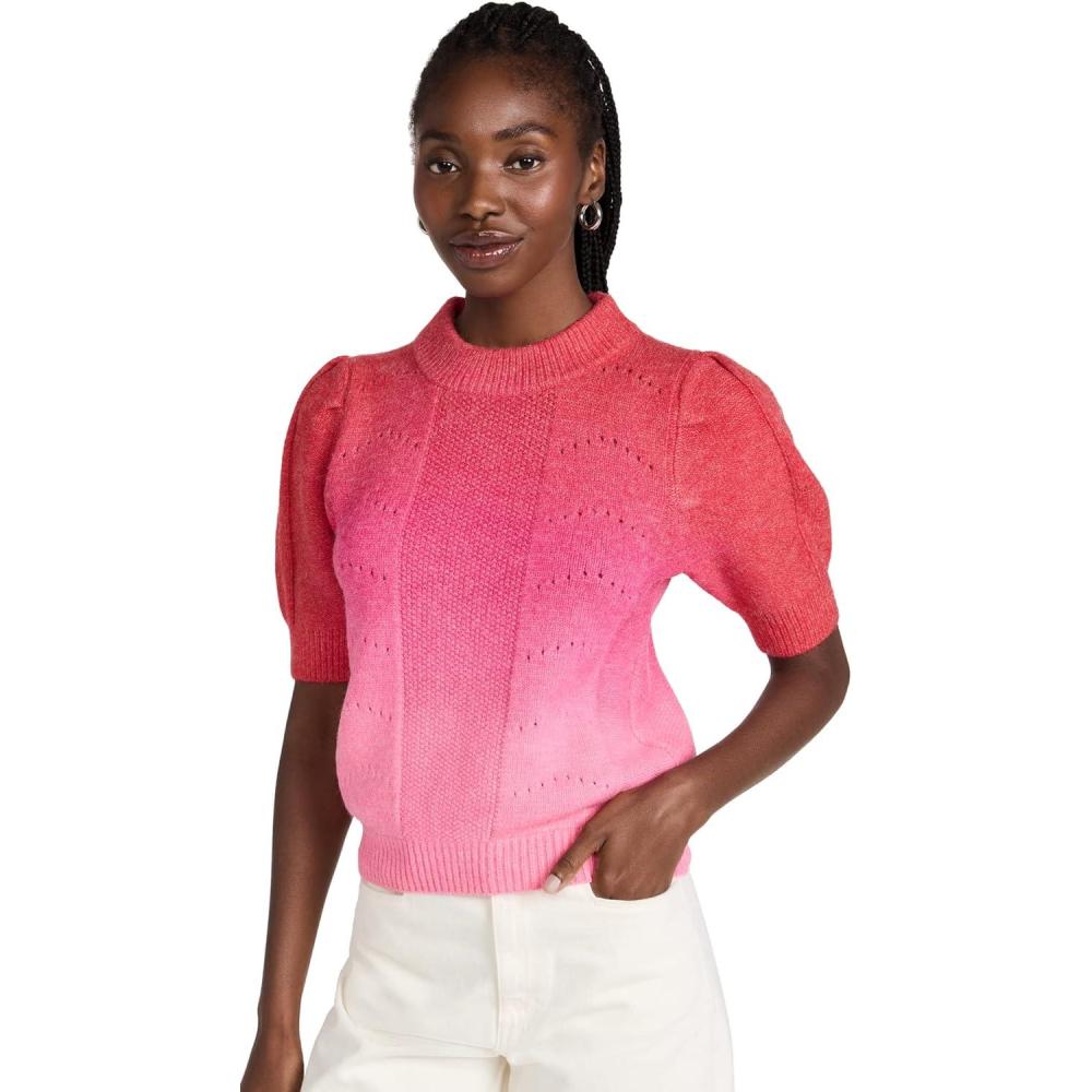 imageEnglish Factory Womens Ombre Sweater TopRedPink