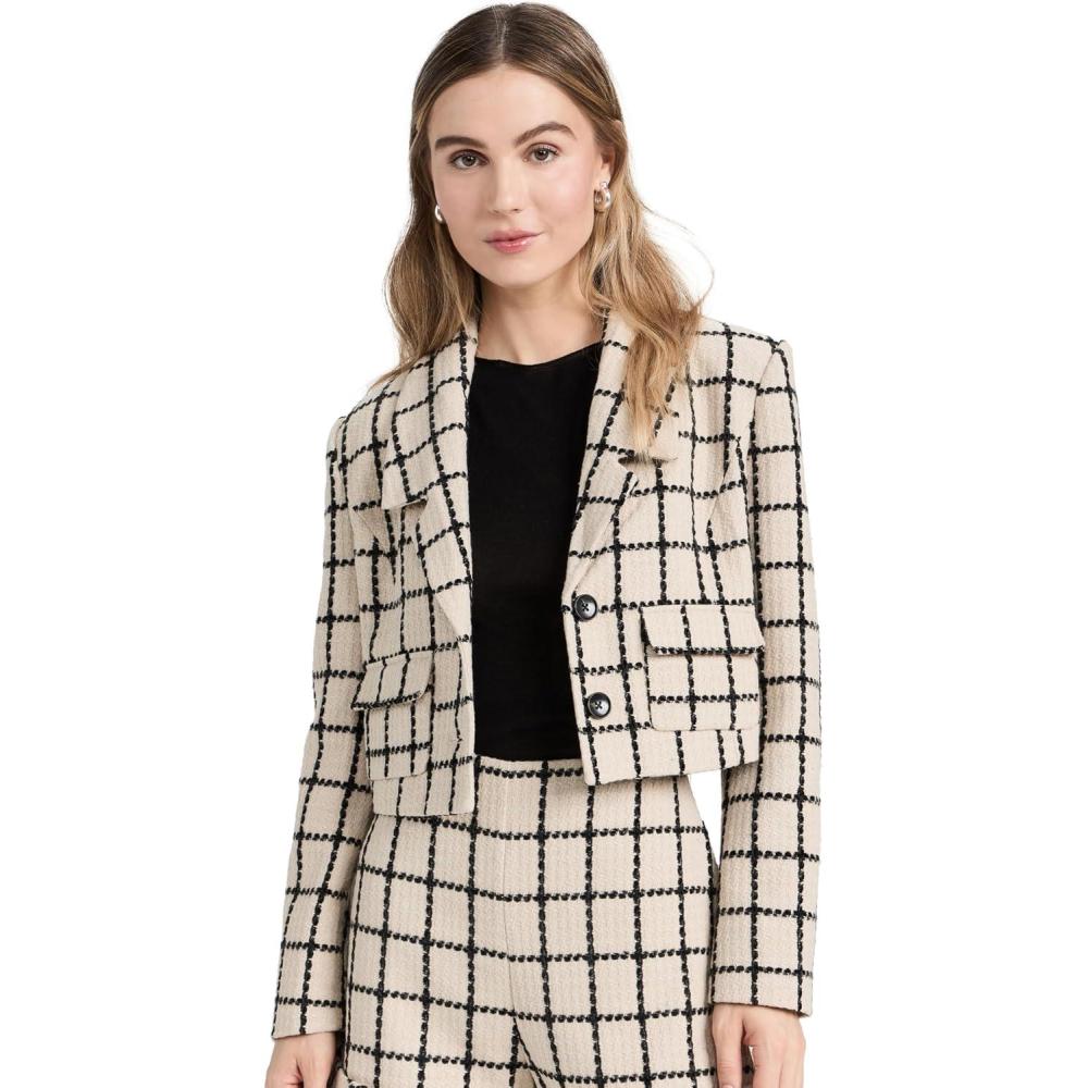 imageEnglish Factory Womens Plaid Cropped Blazer