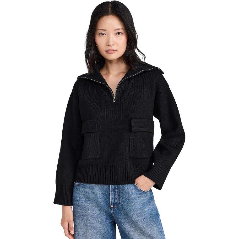 imageEnglish Factory Womens QuarterZip Knit SweaterBlack