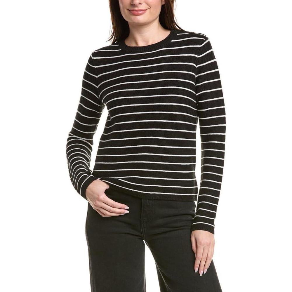 imageEnglish Factory Womens RoundNeck Striped Sweater Top S BlackWhite