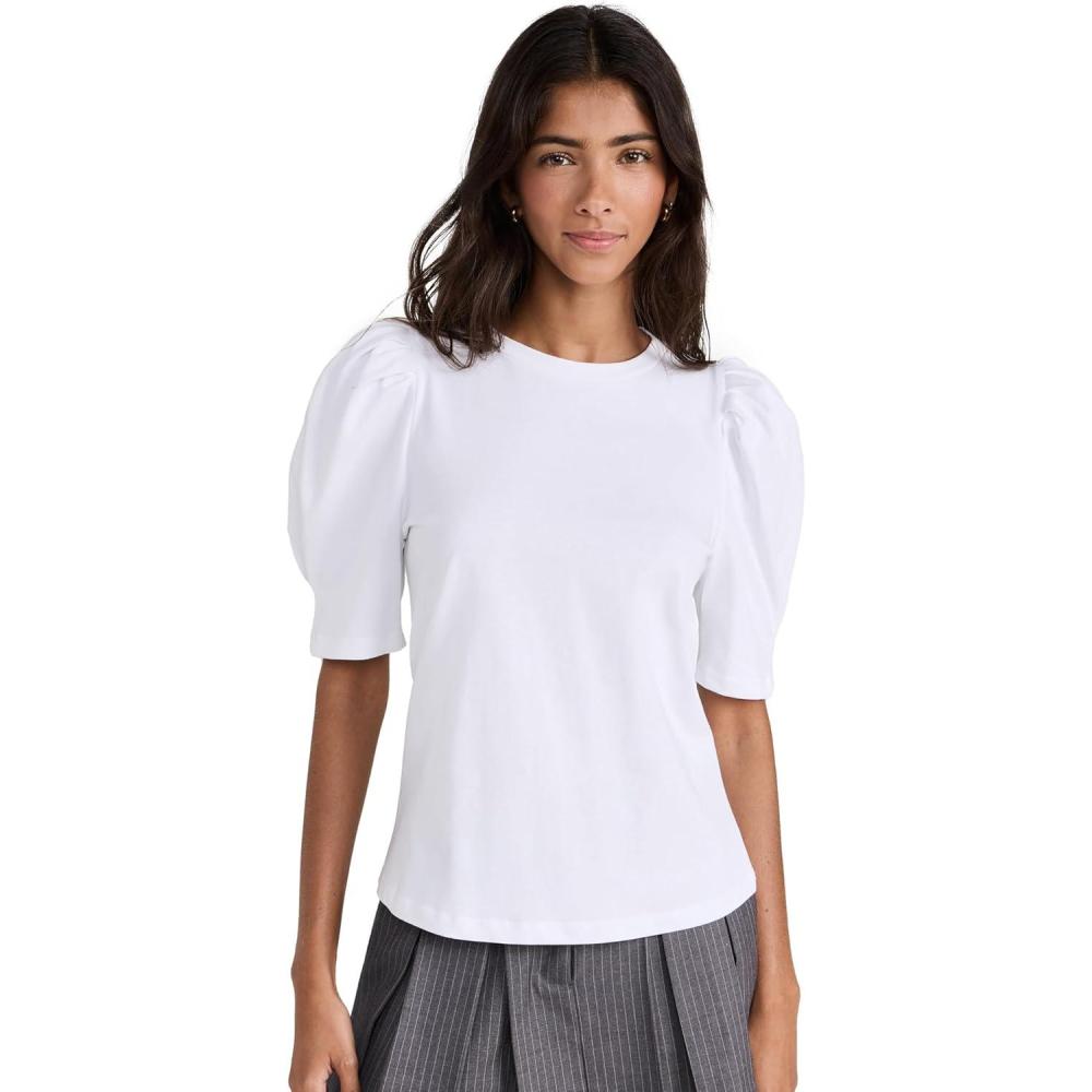 imageEnglish Factory Womens Short Puff Sleeve Knit TopWhite