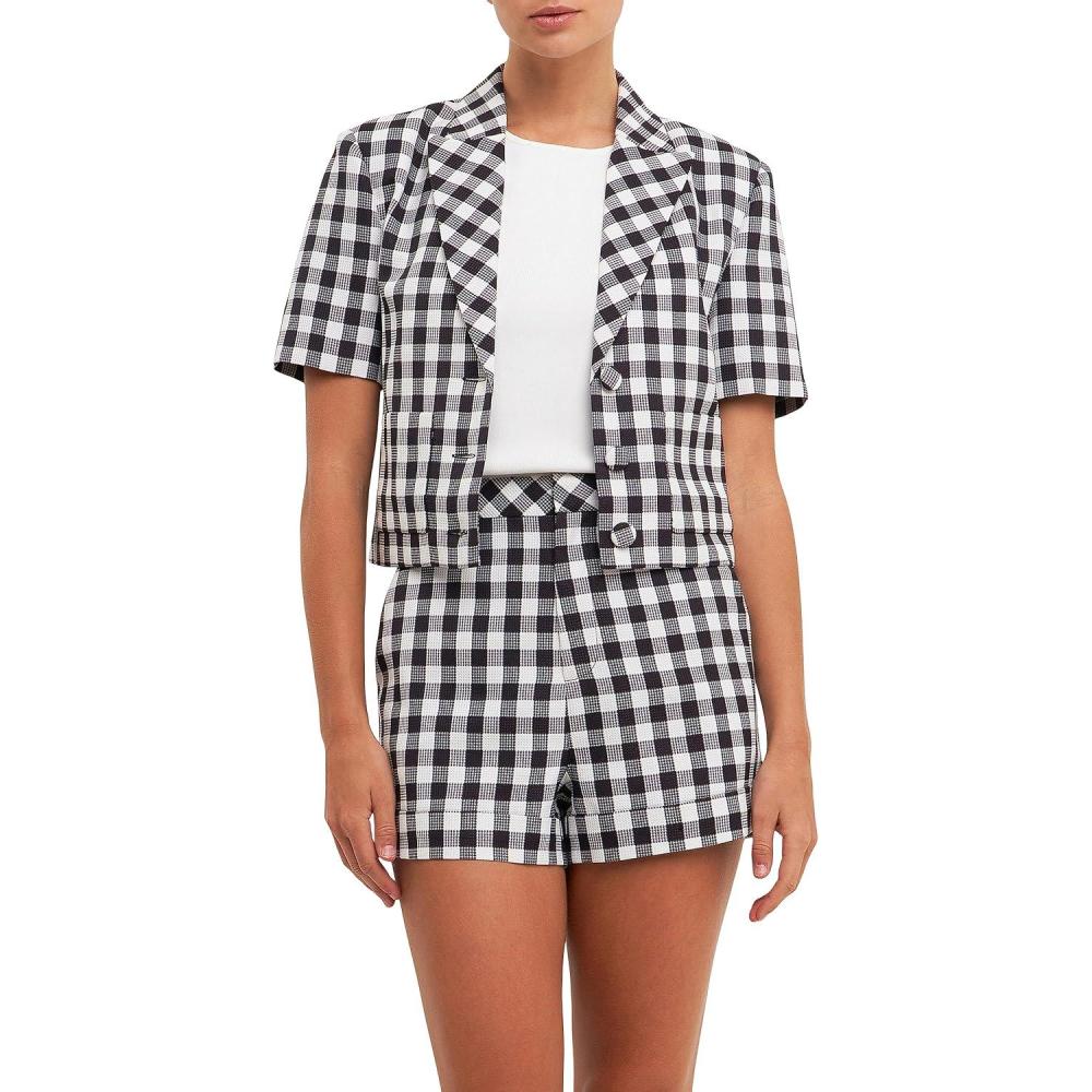 imageEnglish Factory Womens Short Sleeve Blazer Black