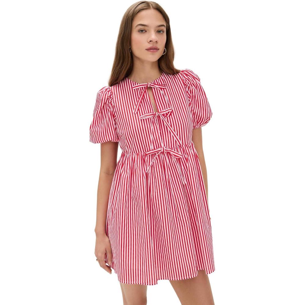 imageEnglish Factory Womens Stripe Sleeveless Bow DressRed