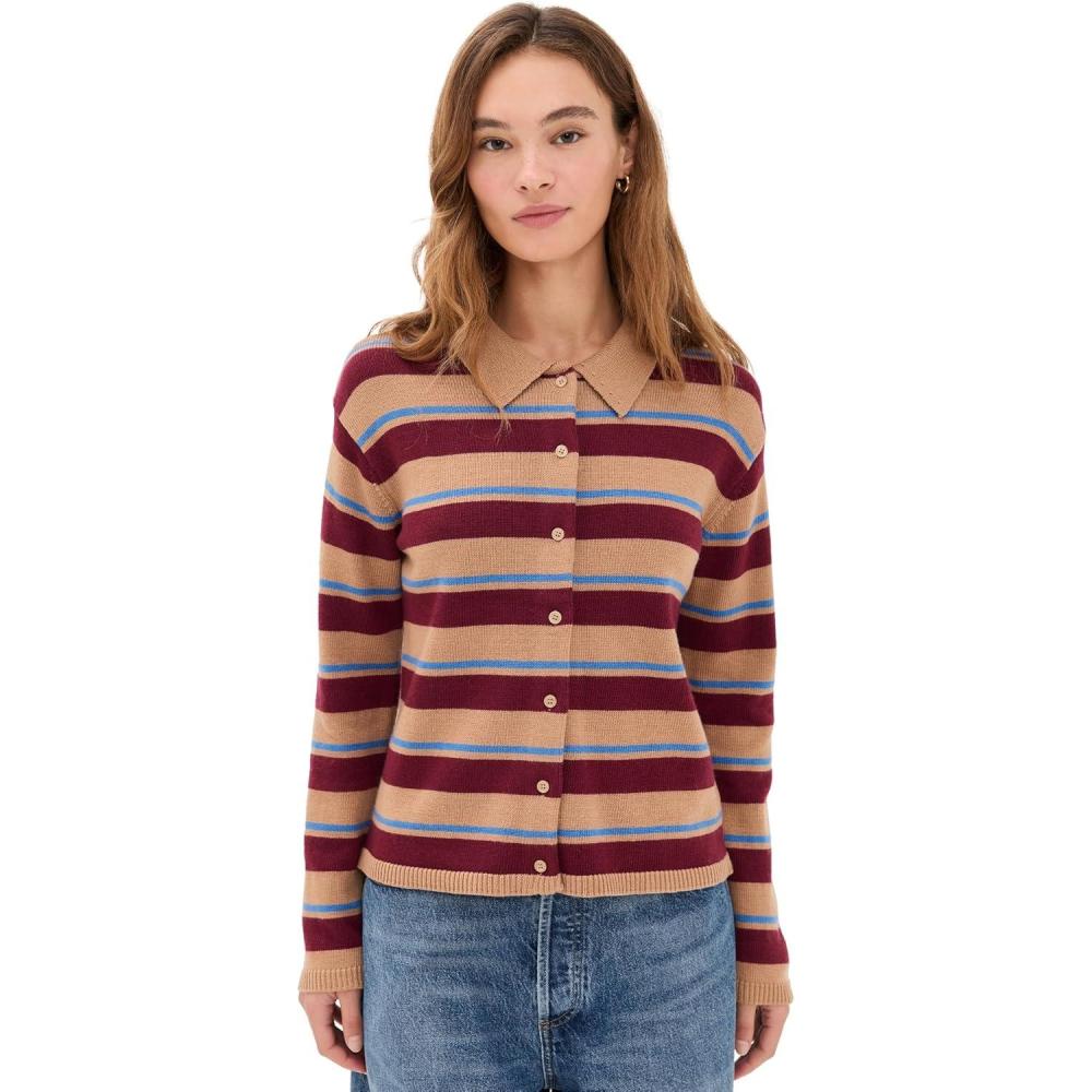 imageEnglish Factory Womens Striped Collar Shirt CardiganMulti Stripes