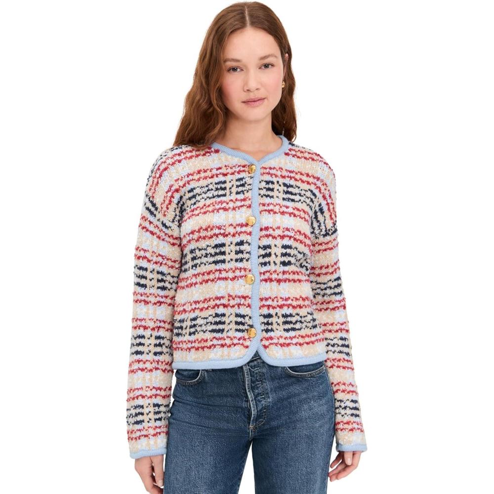 imageEnglish Factory Womens Textured Stripe JacketPowder Blue Multi