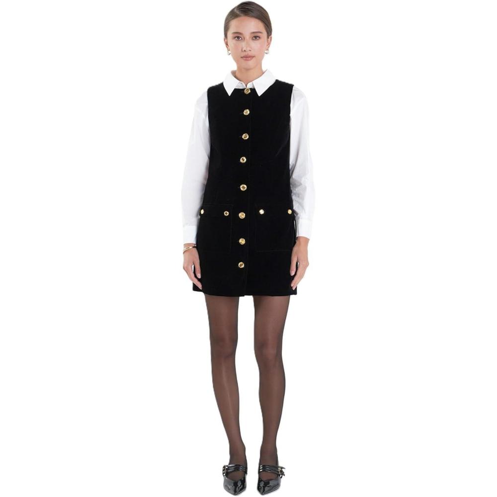 imageEnglish Factory Womens Velvet Mini DressBlack