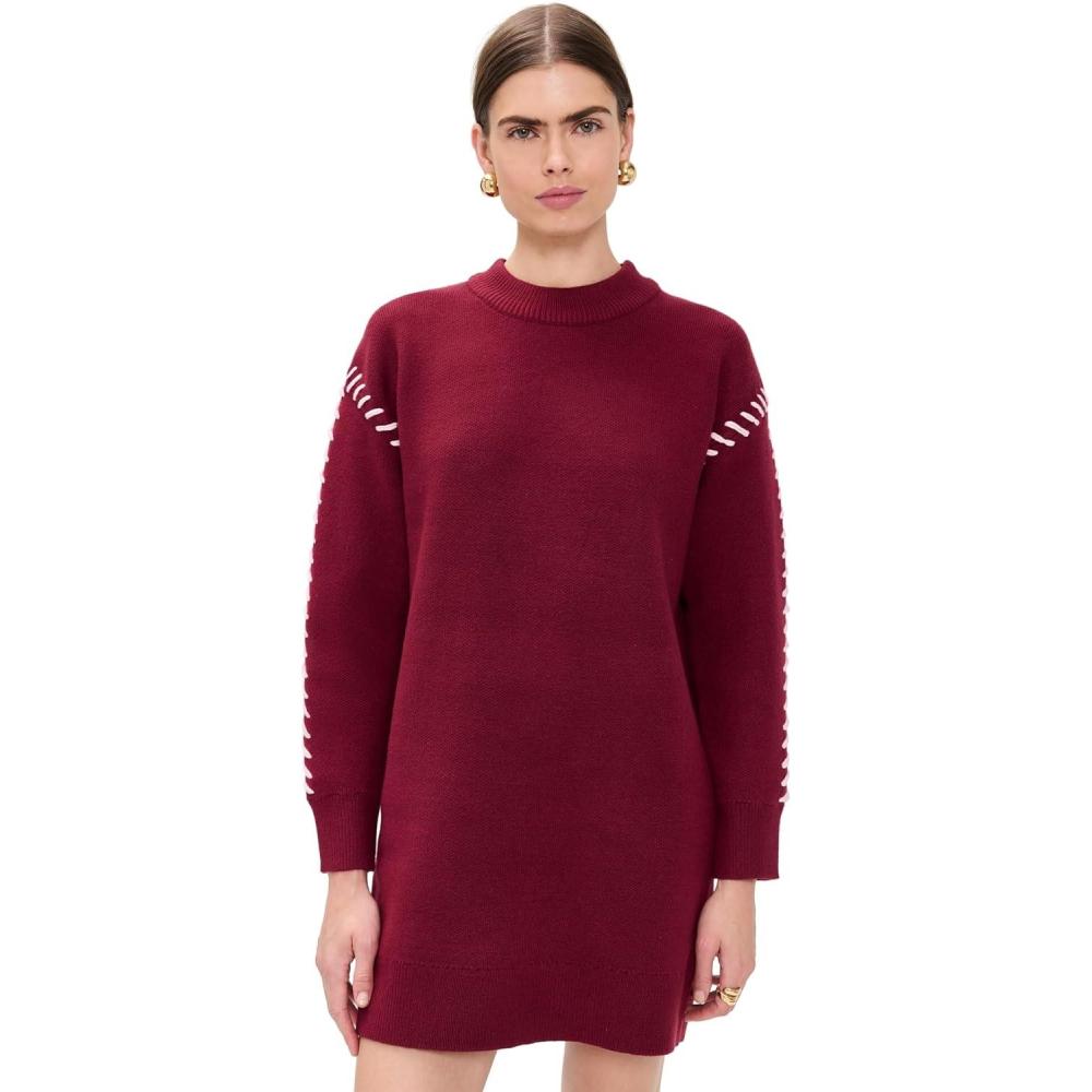 imageEnglish Factory Womens Whip Stitched Knit Mini DressBurgundyPink