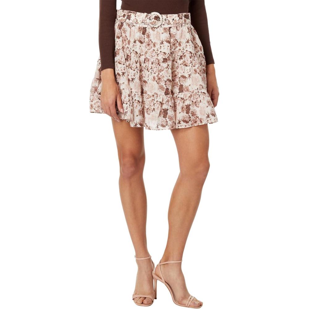 imagePrinted Linen Tiered Mini SkirtMulti