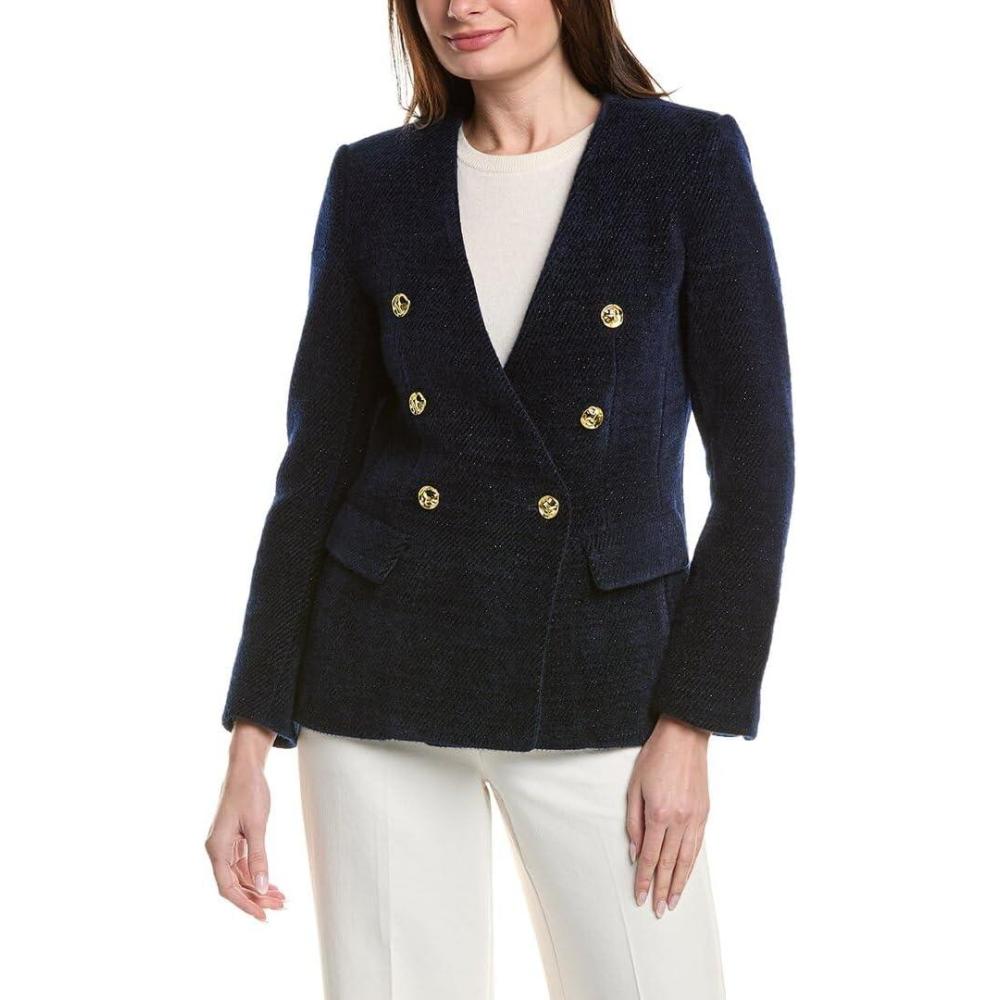 imageStructured Lapeless Textured JacketNavy