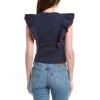 Contrast Merrow Detail Ruffled Sleeveless Knit Top(Navy/Red)