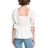 ENGLISH FACTORY: Peplum Top with Puff Sleeves and Bows(Ivory)