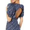 English Factory Floral Printed Cotton Open Back Midi Dress Navy Multi LG
