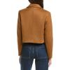 English Factory Womens Cropped Faux-Suede Jacket, L, Tan