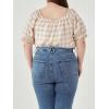 English Factory Women’s Gingham Top with Short Puff Sleeves Khaki