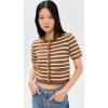 English Factory Women’s Knit Striped Sweater Cardigan(Tan/White)