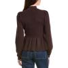 English Factory Womens Peplum Waist Wool-Blend Top, S, Brown