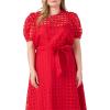 English Factory Women’s Plaid See Through Top Red 1X