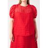 English Factory Women’s Plaid See Through Top Red 1X