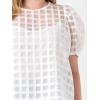 English Factory Women’s Plaid See Through Top White 1X