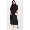 English Factory Women’s Pleated Mix Media Maxi Dress(Black)