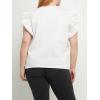 English Factory Women’s Poplin Knit Mixed Ruffle Detail Top White