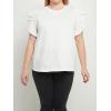English Factory Women’s Poplin Knit Mixed Ruffle Detail Top White
