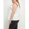English Factory Women’s Poplin Knit Mixed Ruffle Detail Top White