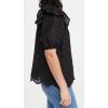 English Factory Women’s Ruffle Sleeve Eyelet Top(Black)