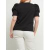 English Factory Women’s Short Puff Sleeve Knit Top Black