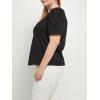 English Factory Women’s Short Puff Sleeve Knit Top Black
