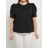 English Factory Women’s Short Puff Sleeve Knit Top Black