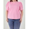 English Factory Women’s Short Puff Sleeve Knit Top Pink