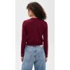 English Factory Women’s Stitch Detail Puff Sleeve Cardigan(Burgundy/Pink)